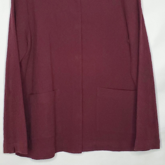 Eileen Fisher Organic Cotton Textured Jacket Size M Burgundy Italian Fabric - Picture 4 of 15